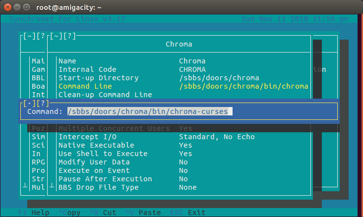 SBBS Configuration Screen