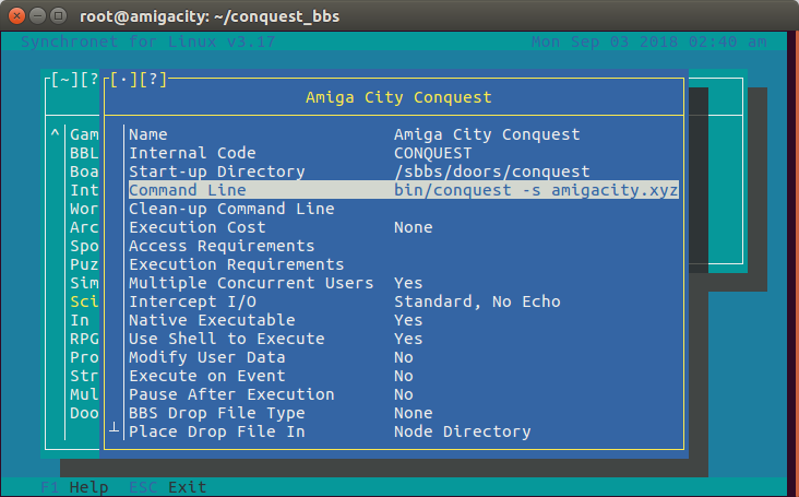 Conquest SCFG Configuration Screen