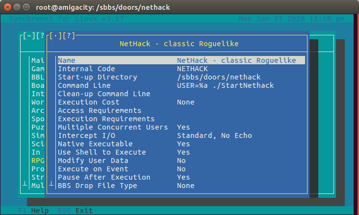 Nethack SCFG Configuration Screen